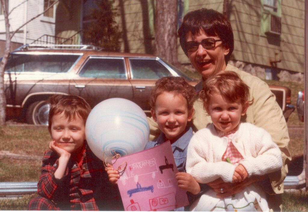 Sister Barbara Kutchera BVM with 3 Kutchera kids